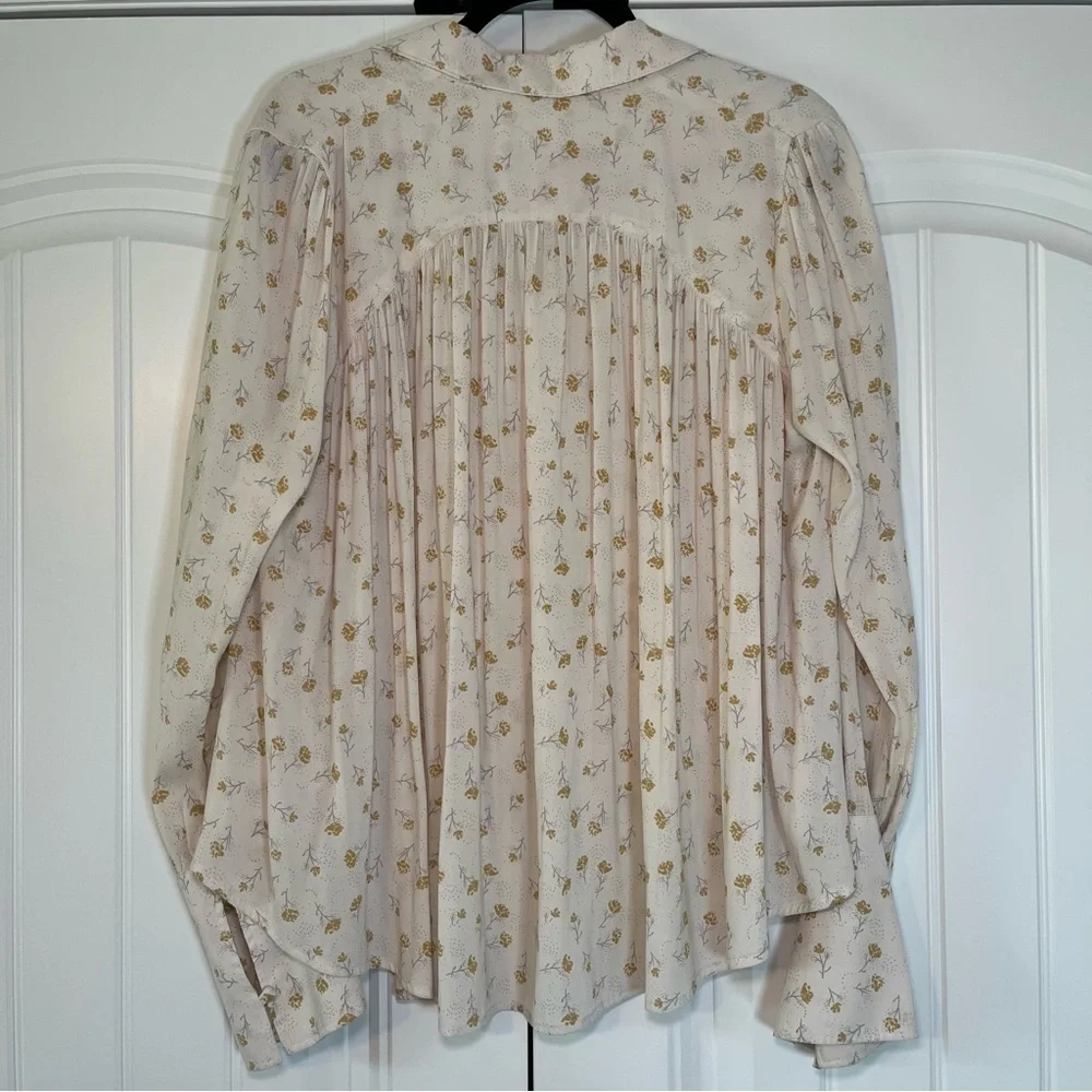 Free People Modern Muse Floral Blouse Yellow Flower Size Small Boho Flowy